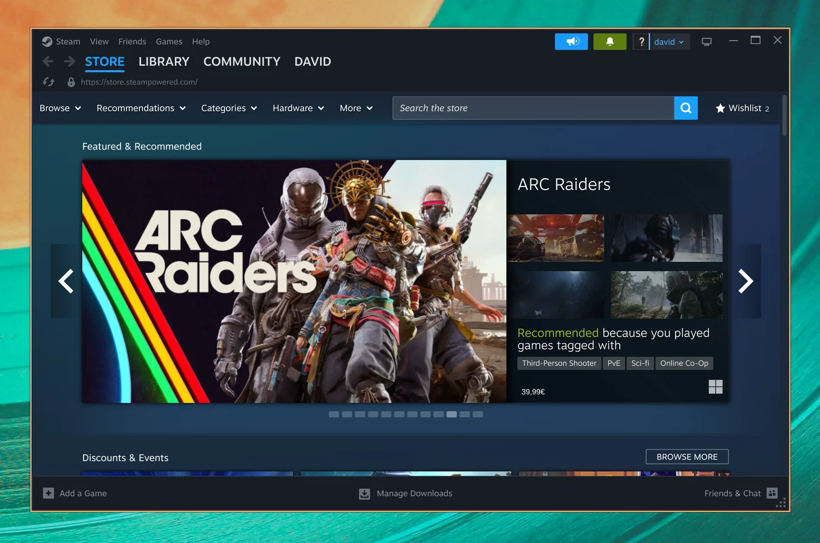 Omarchy上でゲームストアを表示するSteam